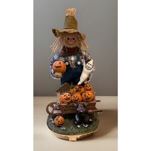 Rare Halloween Scarecrow Farmer Figurine Pumpkins Cat Ghost High Quality Detail